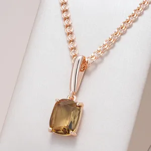 Beautiful Square Brown Rolled 14K Rose Gold AAA Zircon Crystal Necklace for Women - High Quality Jewellery