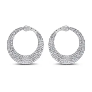 Beauvince Crescent Moon Diamond Earrings (6.24 ct Diamonds) in White Gold