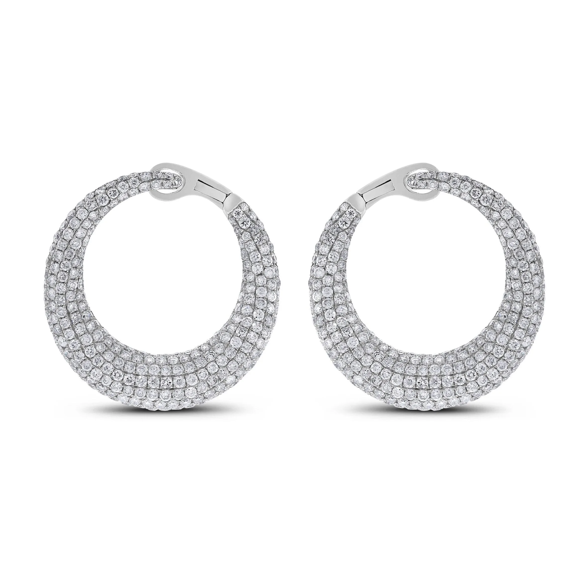 Beauvince Crescent Moon Diamond Earrings (6.24 ct Diamonds) in White Gold