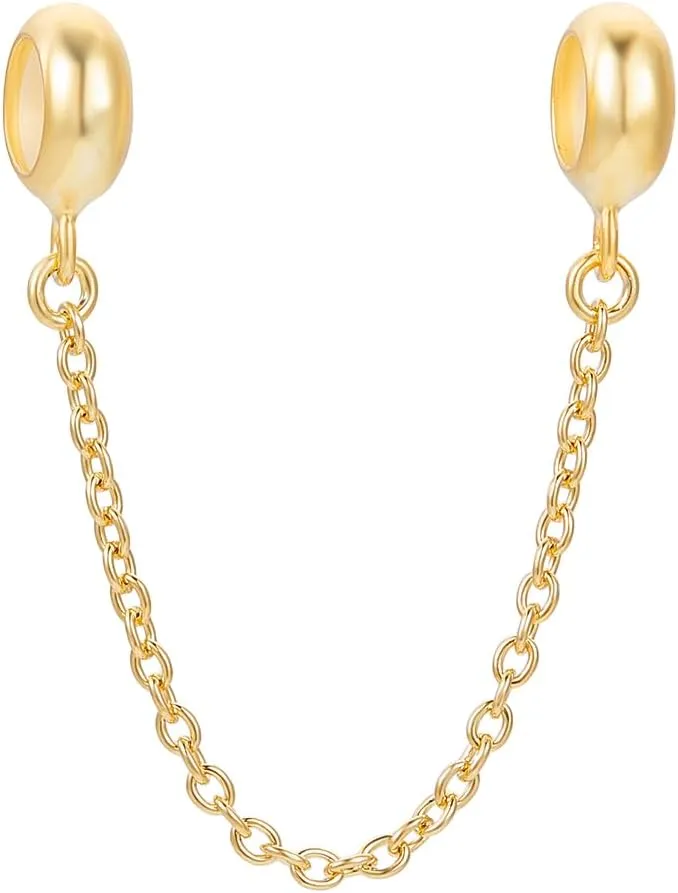 BENECREAT 925 Sterling Silver Safety Chain, Bracelets Dangle Pendant Bead Charm, 2.8inch Long Chain Extenders for European Charm Bracelets