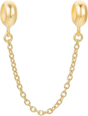 BENECREAT 925 Sterling Silver Safety Chain, Bracelets Dangle Pendant Bead Charm, 2.8inch Long Chain Extenders for European Charm Bracelets