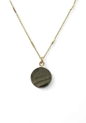 Bezel Set Round Labradorite Necklace