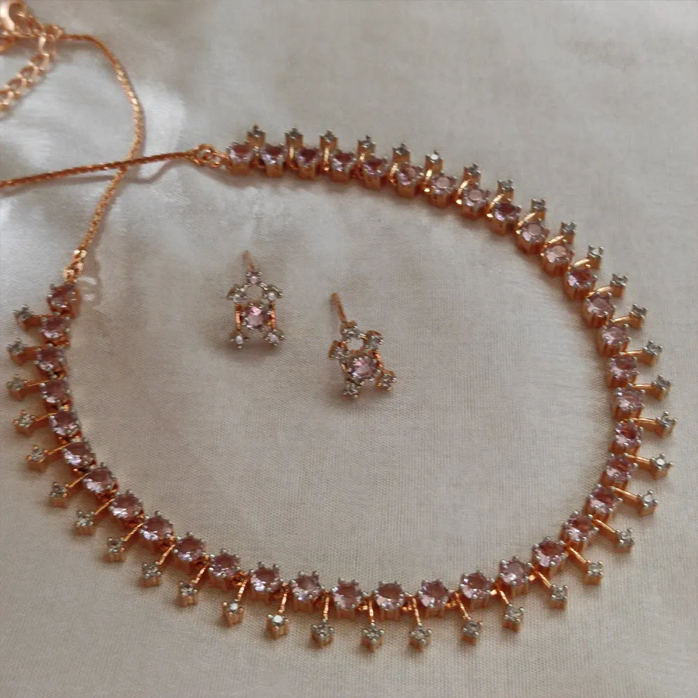 Bhavi Jewel Gold Plated Ad Stone Neckalce Set