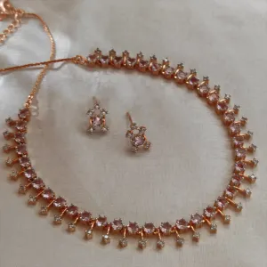 Bhavi Jewel Gold Plated Ad Stone Neckalce Set