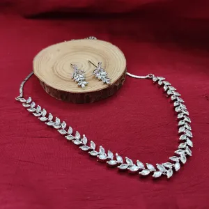 Bhavi Jewel Silver Plated Ad Stone Neckalce Set