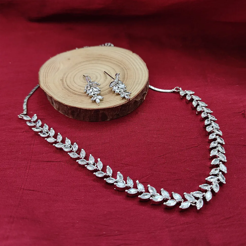 Bhavi Jewel Silver Plated Ad Stone Neckalce Set