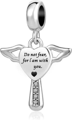 Bible Prayer Charm for Bracelets Pendant Heart Silver Cross Matthew Isaiah Dangle Charms Bracelet for Women Wife Daughter Grandma Friends