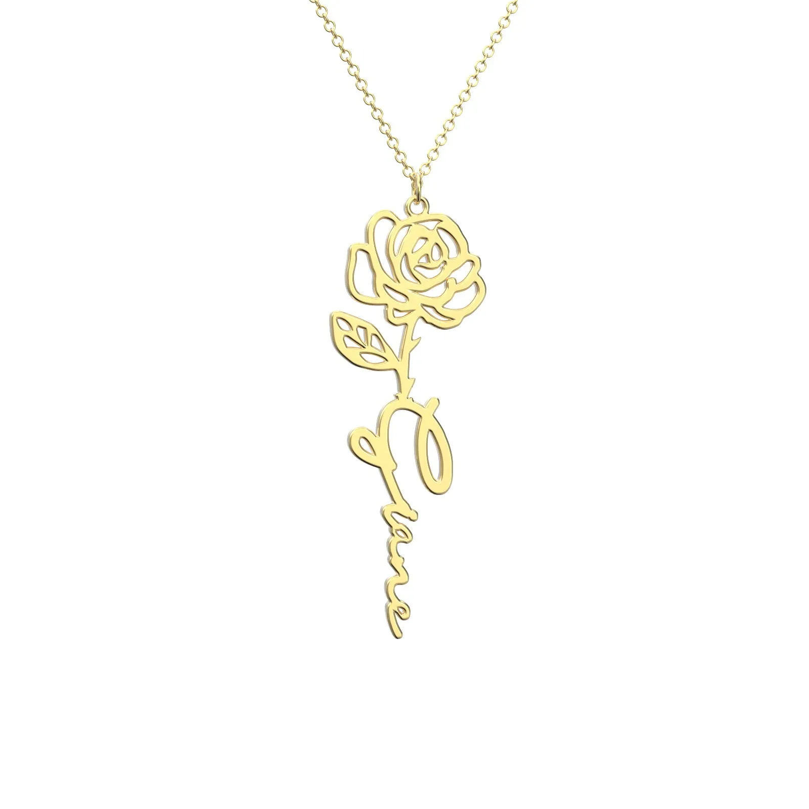 Birthflower Name Necklace Gift, Custom Name Necklace, The Best Gift For You