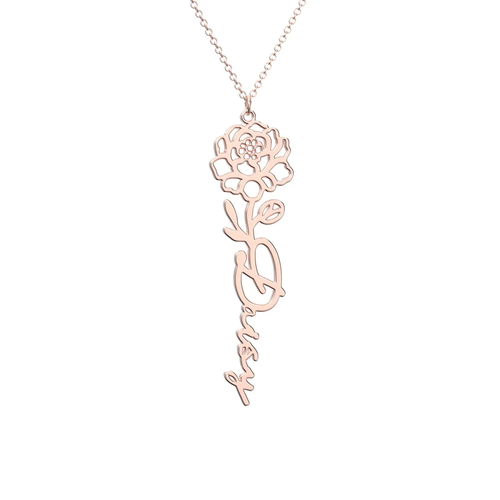Birthflower Name Necklace Gift, Custom Name Necklace, The Best Gift For You