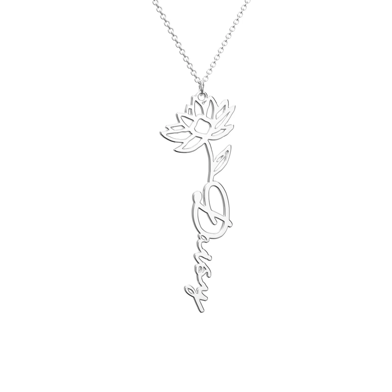 Birthflower Name Necklace Gift, Custom Name Necklace, The Best Gift For You