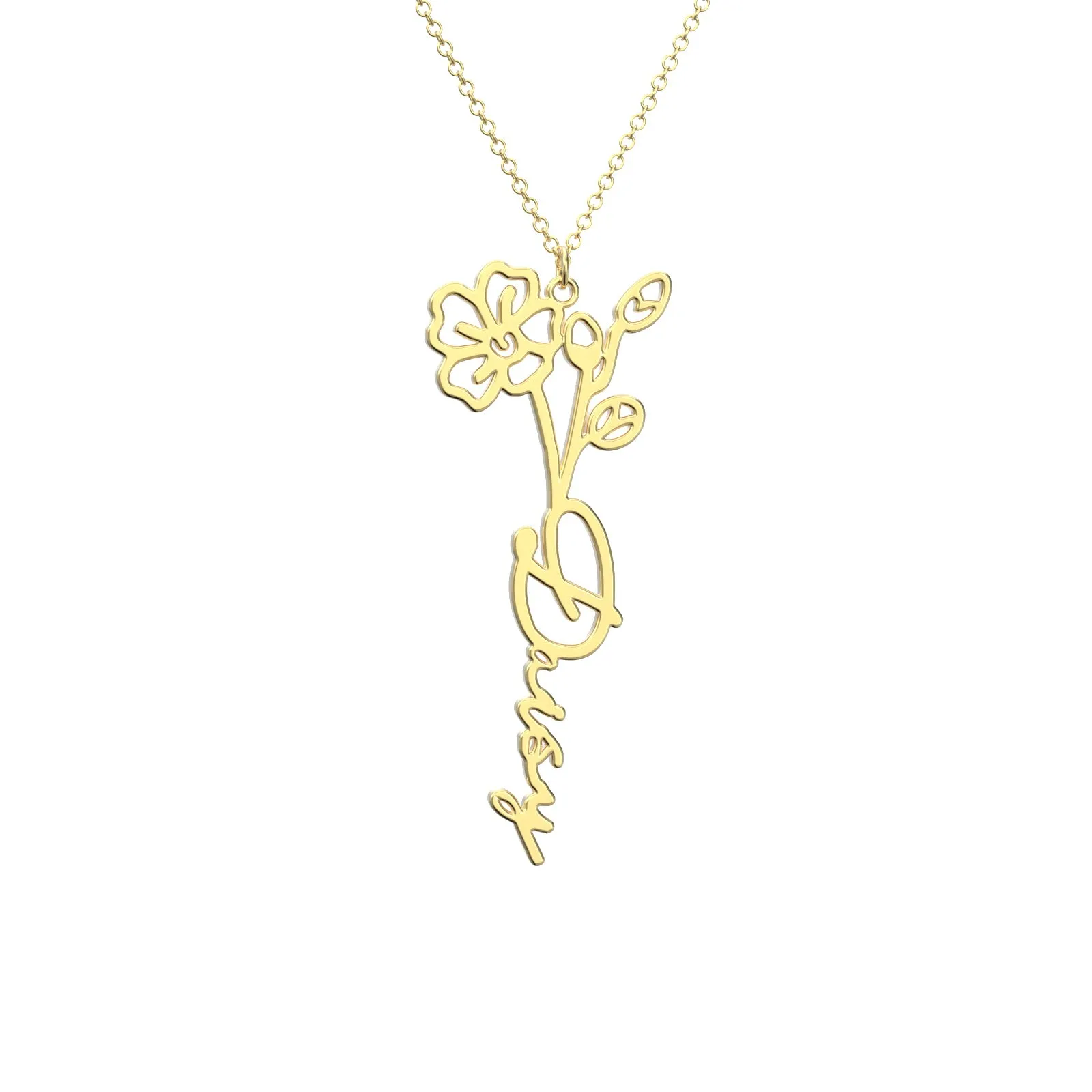 Birthflower Name Necklace Gift, Custom Name Necklace, The Best Gift For You
