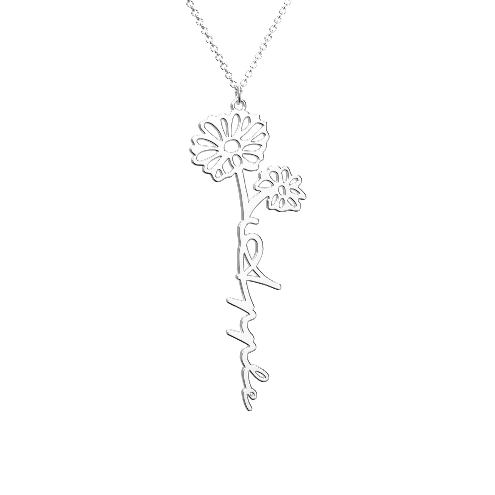 Birthflower Name Necklace Gift, Custom Name Necklace, The Best Gift For You