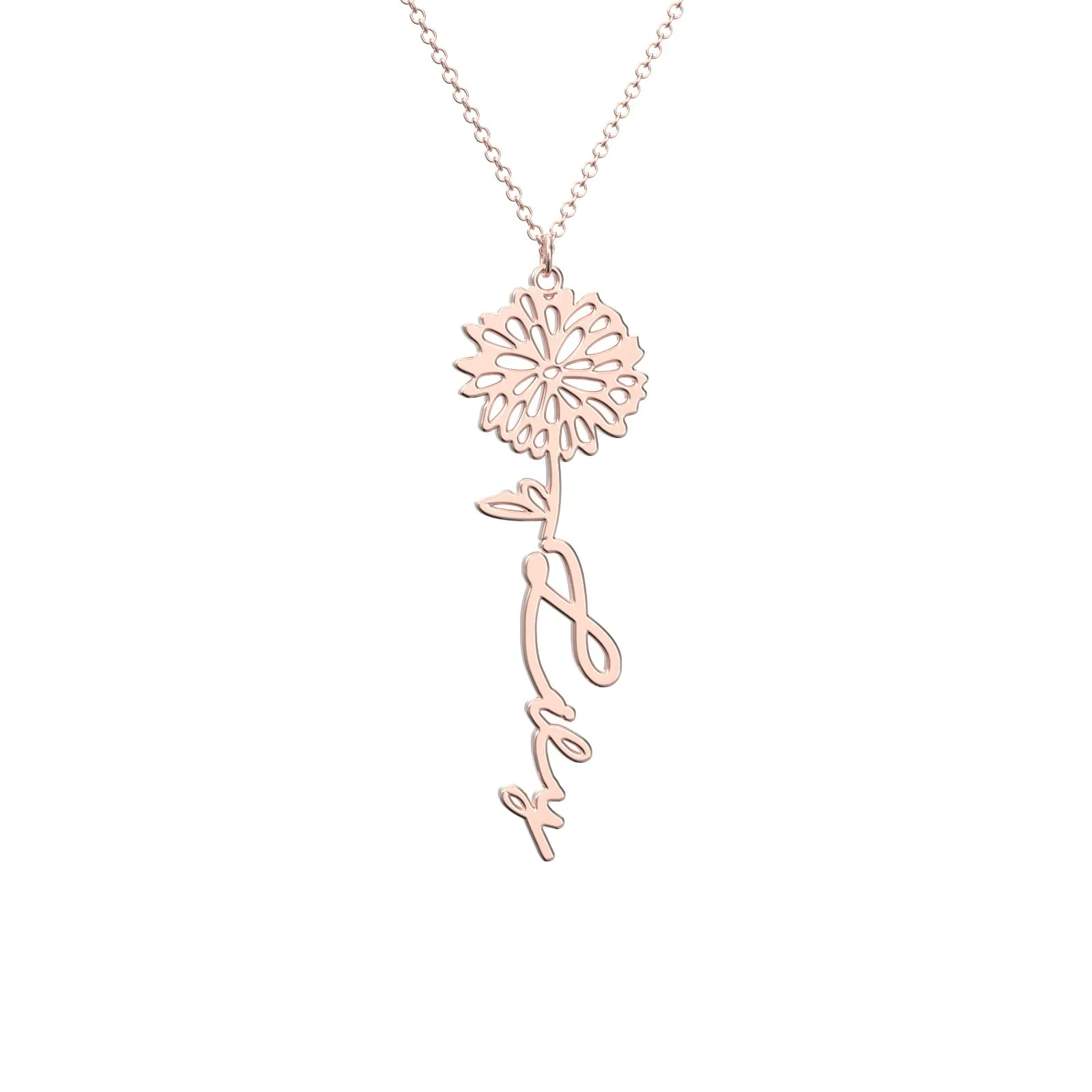 Birthflower Name Necklace Gift, Custom Name Necklace, The Best Gift For You