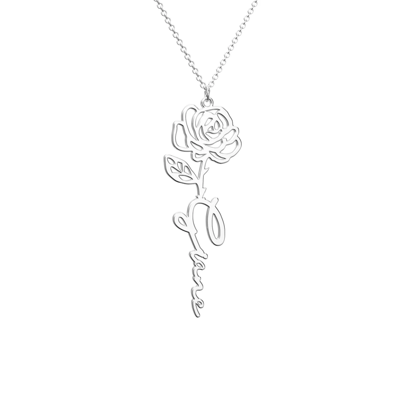 Birthflower Name Necklace Gift, Custom Name Necklace, The Best Gift For You