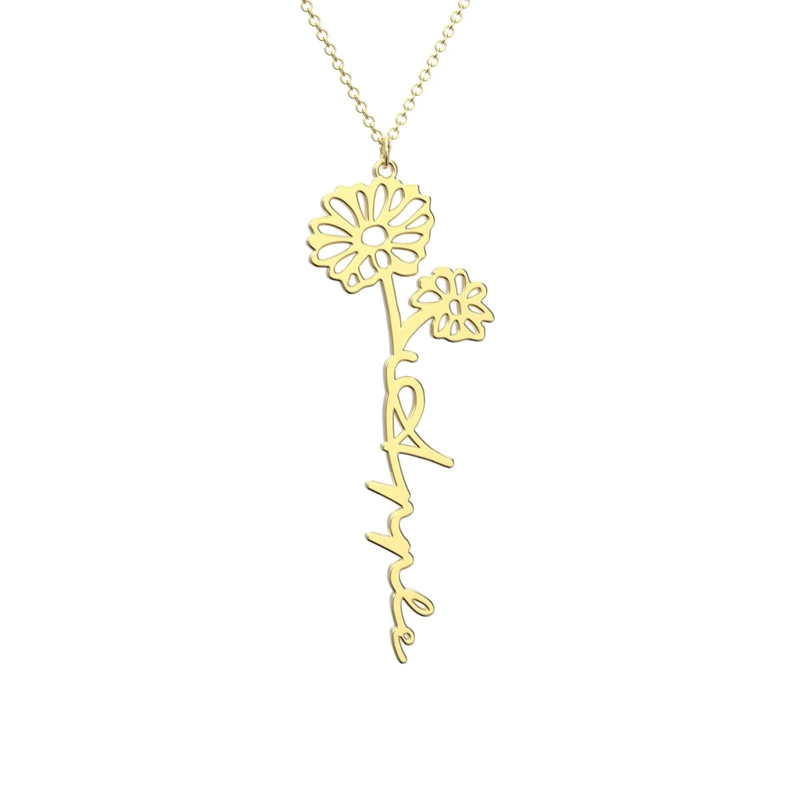 Birthflower Name Necklace Gift, Custom Name Necklace, The Best Gift For You
