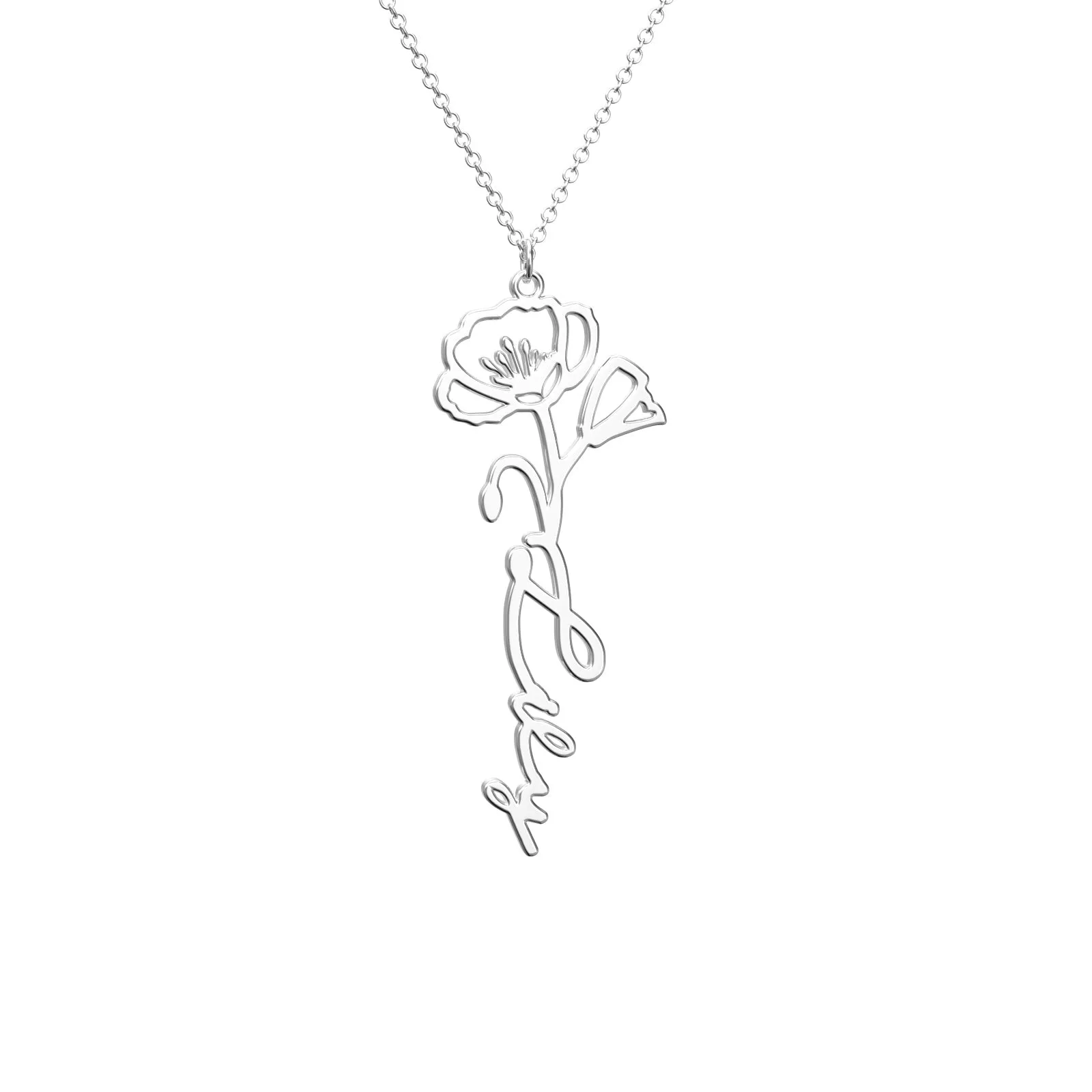 Birthflower Name Necklace Gift, Custom Name Necklace, The Best Gift For You
