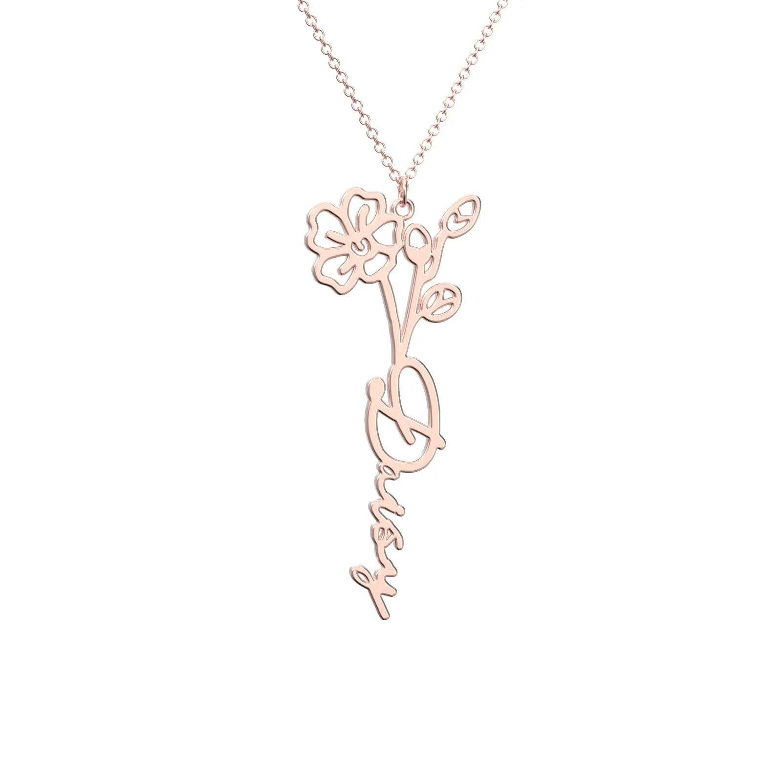 Birthflower Name Necklace Gift, Custom Name Necklace, The Best Gift For You