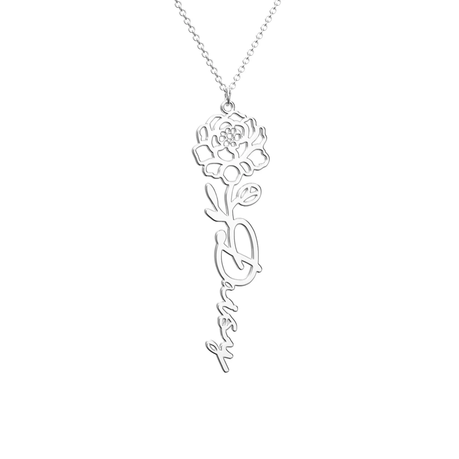Birthflower Name Necklace Gift, Custom Name Necklace, The Best Gift For You