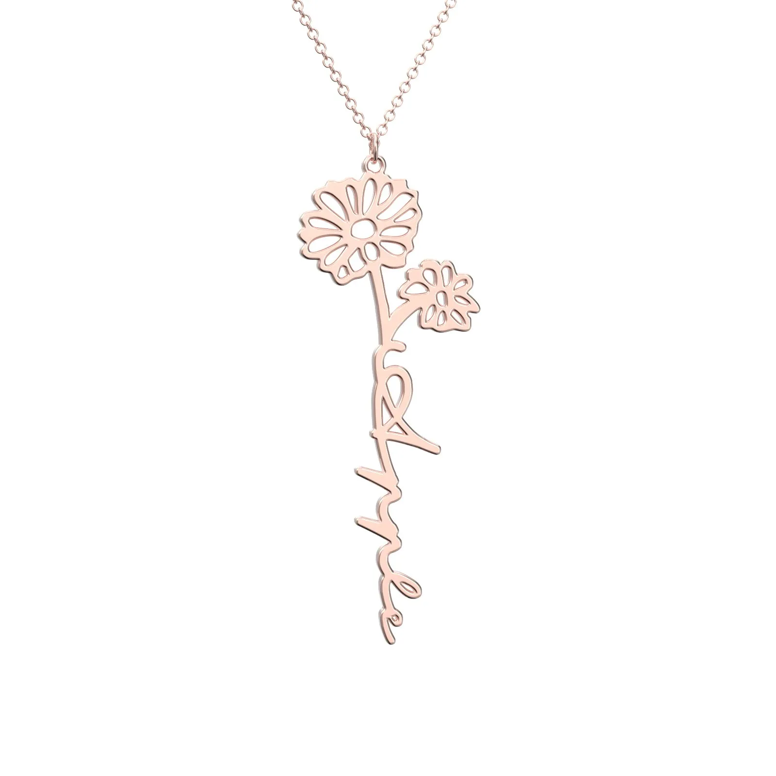 Birthflower Name Necklace Gift, Custom Name Necklace, The Best Gift For You