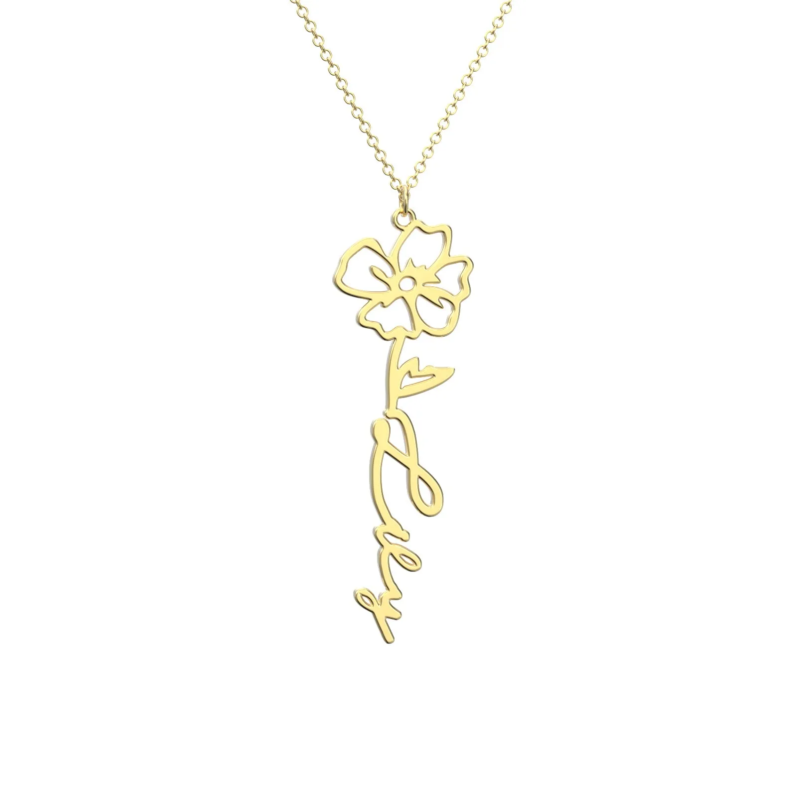 Birthflower Name Necklace Gift, Custom Name Necklace, The Best Gift For You