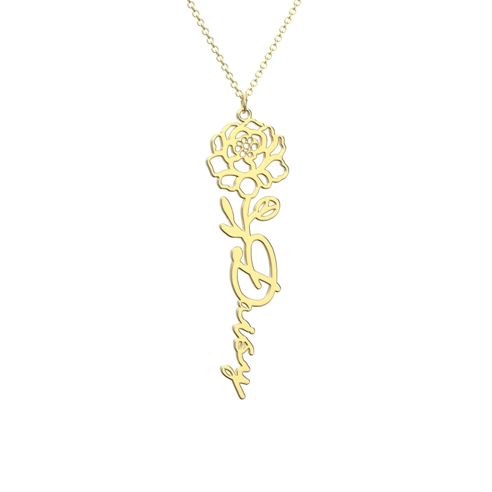 Birthflower Name Necklace Gift, Custom Name Necklace, The Best Gift For You