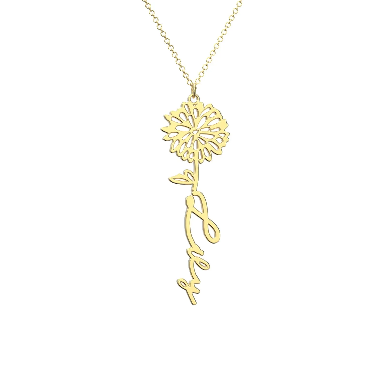Birthflower Name Necklace Gift, Custom Name Necklace, The Best Gift For You