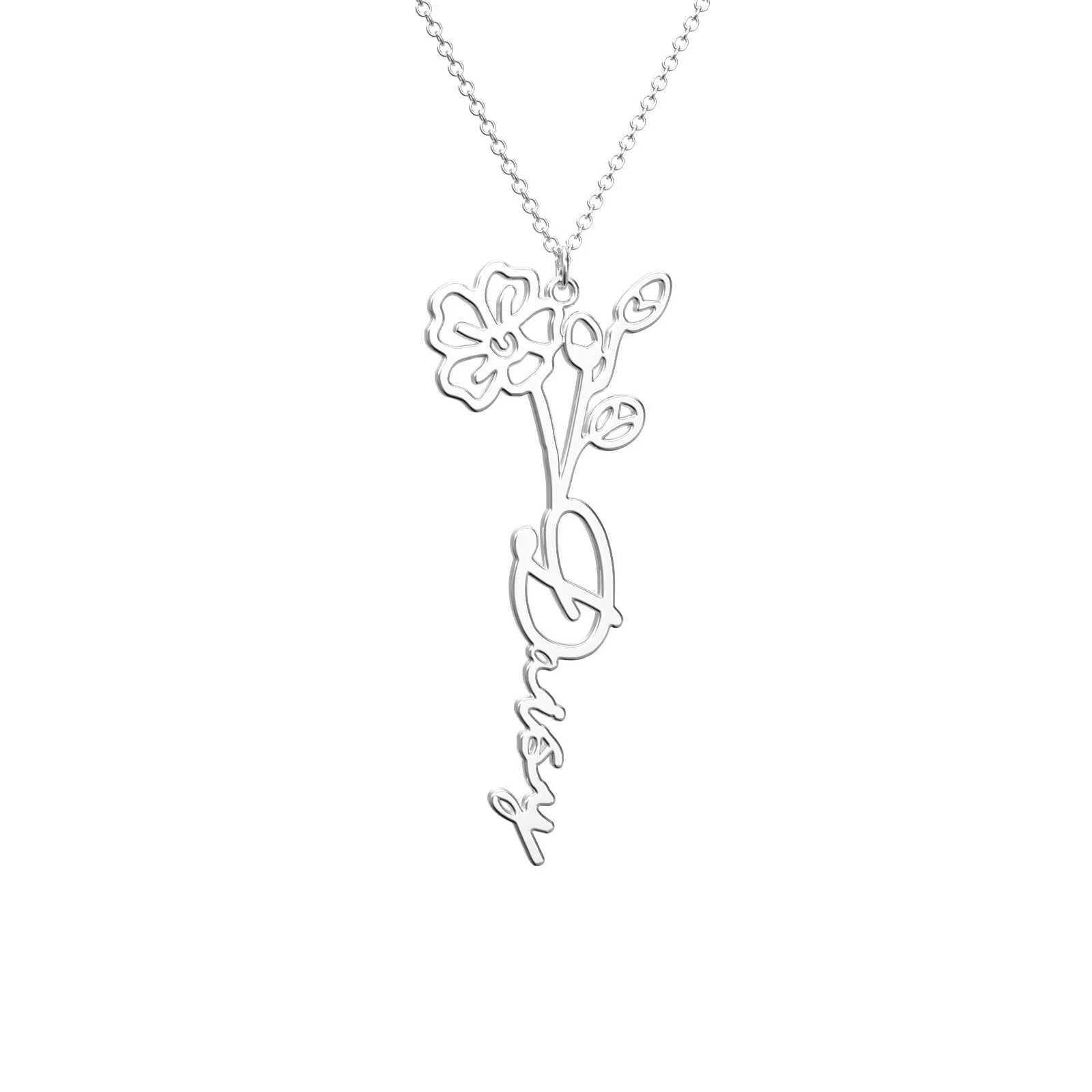 Birthflower Name Necklace Gift, Custom Name Necklace, The Best Gift For You
