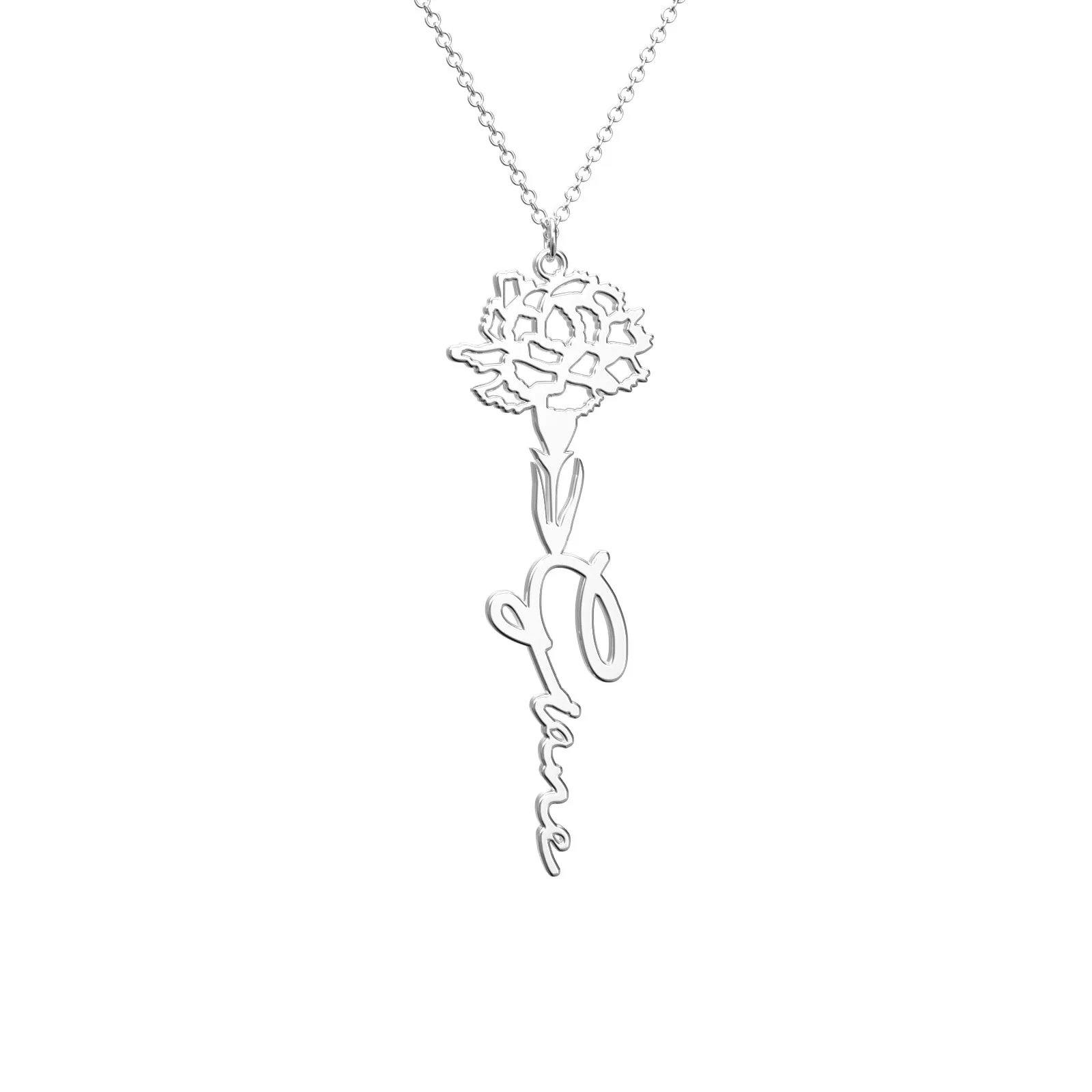 Birthflower Name Necklace Gift, Custom Name Necklace, The Best Gift For You