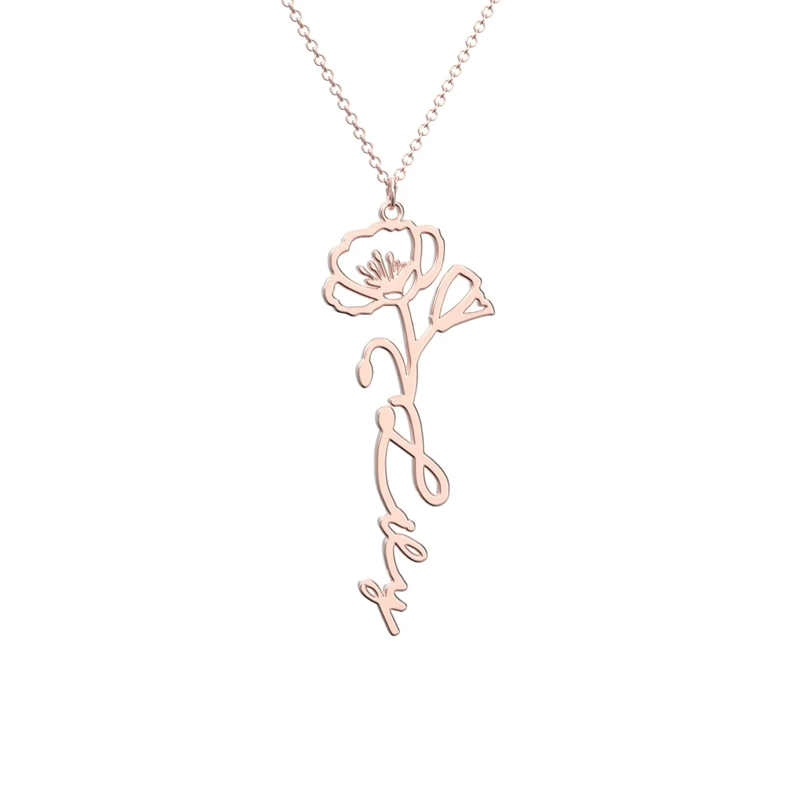 Birthflower Name Necklace Gift, Custom Name Necklace, The Best Gift For You