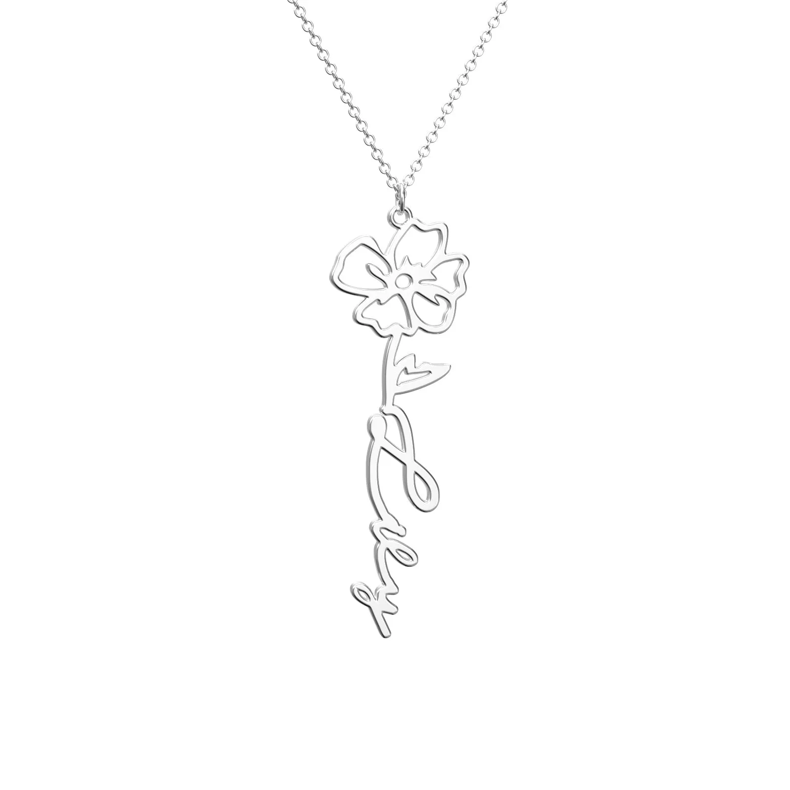 Birthflower Name Necklace Gift, Custom Name Necklace, The Best Gift For You