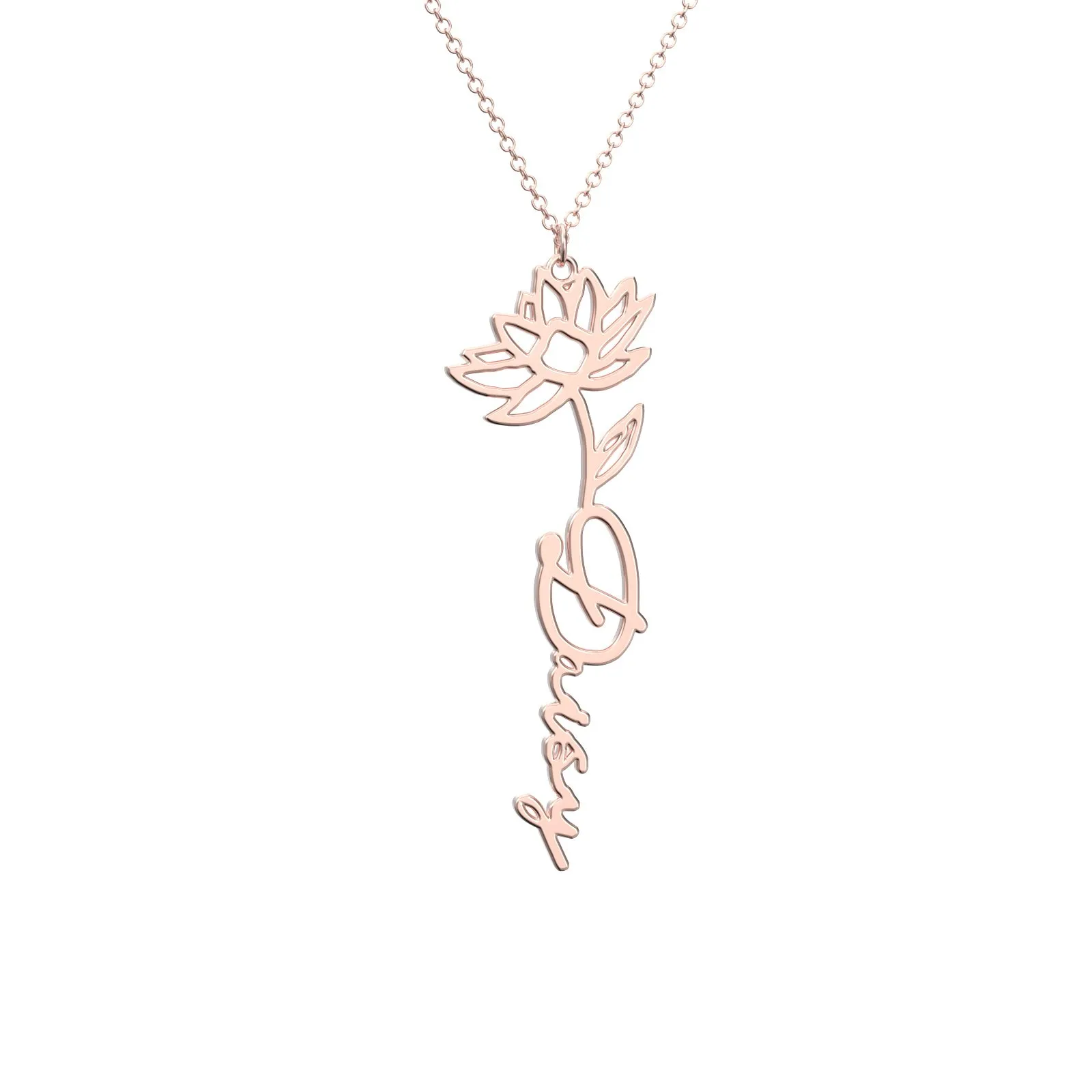 Birthflower Name Necklace Gift, Custom Name Necklace, The Best Gift For You