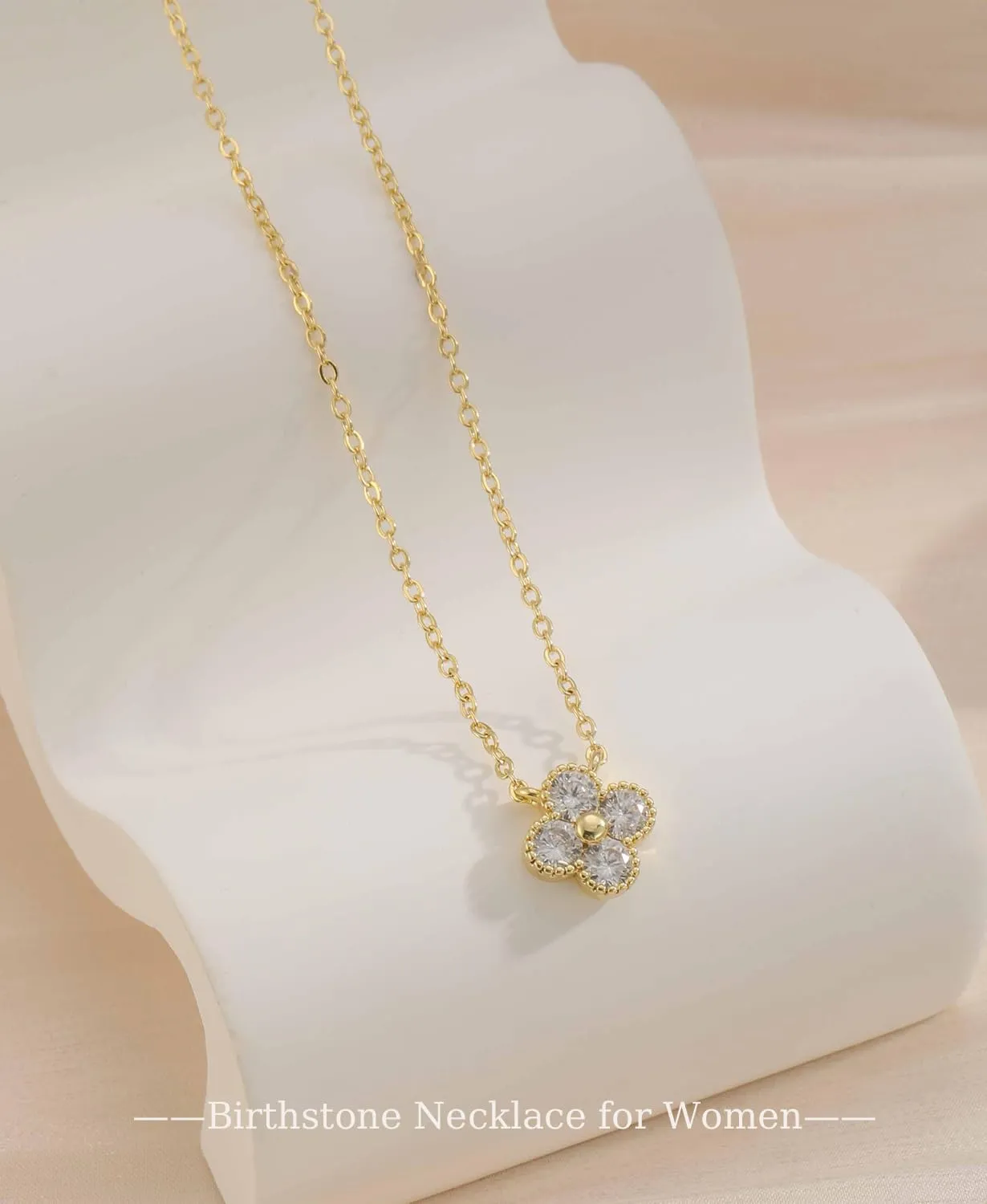 Birthstone Necklace for Women Non Tarnish 14K Gold Plated Four Leaf Clover Necklace Dainty Gold Choker Necklaces for Women Trendy CZ Emerald Pendant Necklace Jewelry Birthday Gifts for Women