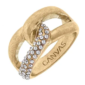 Bishop Pavé Chain Link Ring in Worn Gold