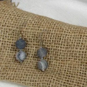 Black Agate Drop Earrings Fashionable Gemstone Earring