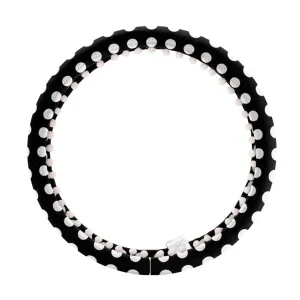 Black and white polka dots Steering wheel cover with white small bubble pom pom pendants