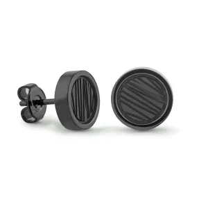 Black Brushed Stud Earrings | Italgem Steel