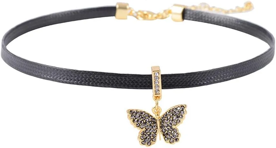 Black Choker Necklace for Women PU Choker with Elegant Pendant Jewelry Gothic Choker Collar Necklaces Gifts