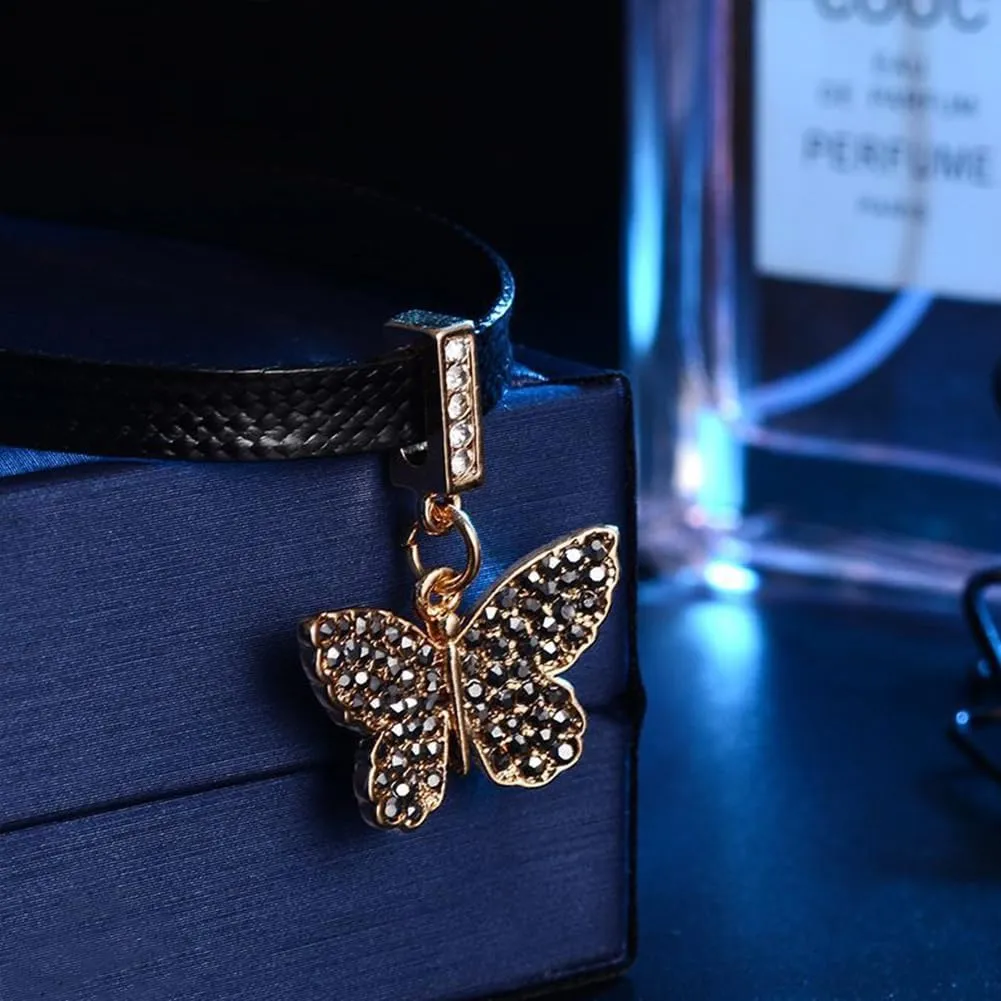Black Choker Necklace for Women PU Choker with Elegant Pendant Jewelry Gothic Choker Collar Necklaces Gifts