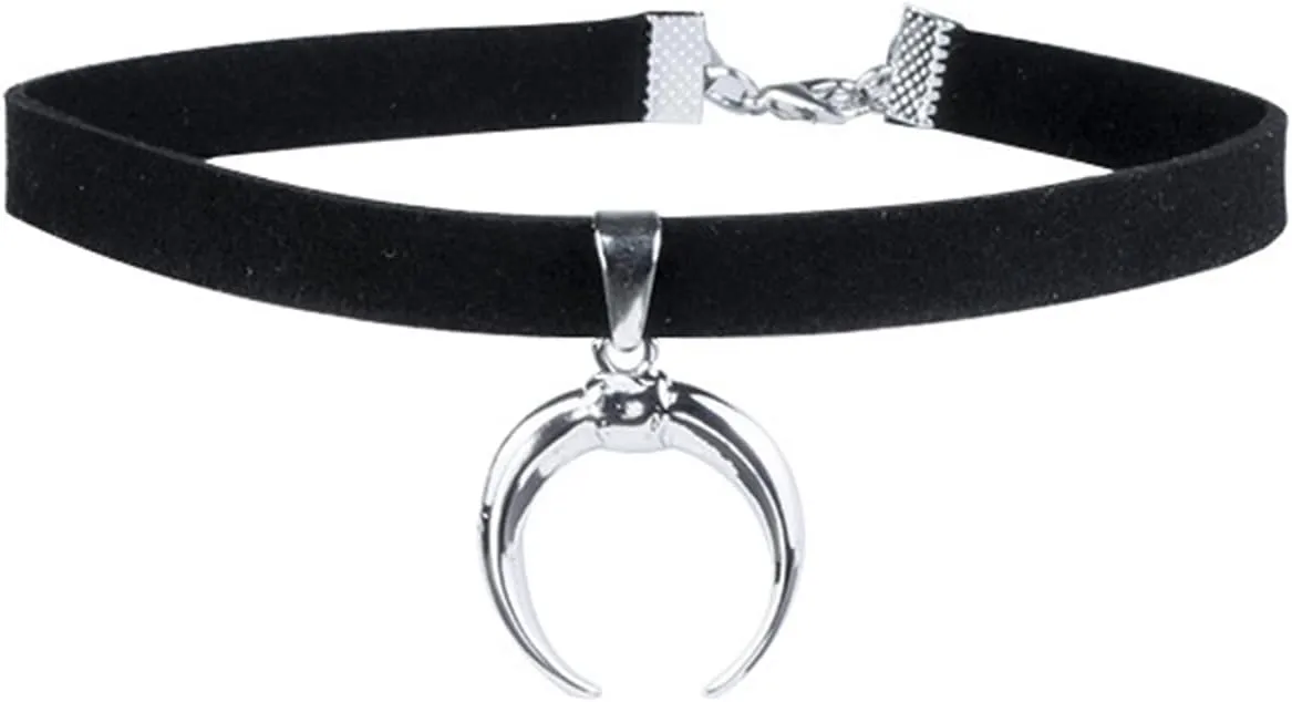 Black Choker Necklaces for Women Punk Goth Necklaces for Women Gothic Pendant Choker Leather Soft Collar Heart Sun Moon Chain 2000s Jewelry