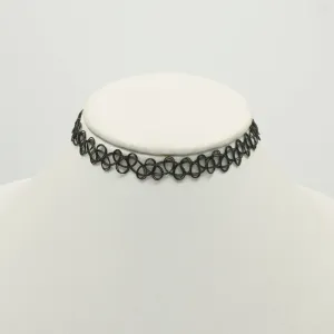BLACK CHROCHET STRETCH TATTOO CHOKER NECKLACE #FW-CROCHNET