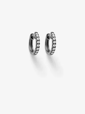 Blackened Gold & Diamond Hoop Earrings