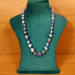 BLUE AGATE SEMI PRECIOUS HAND KNOTTED NECKLACE