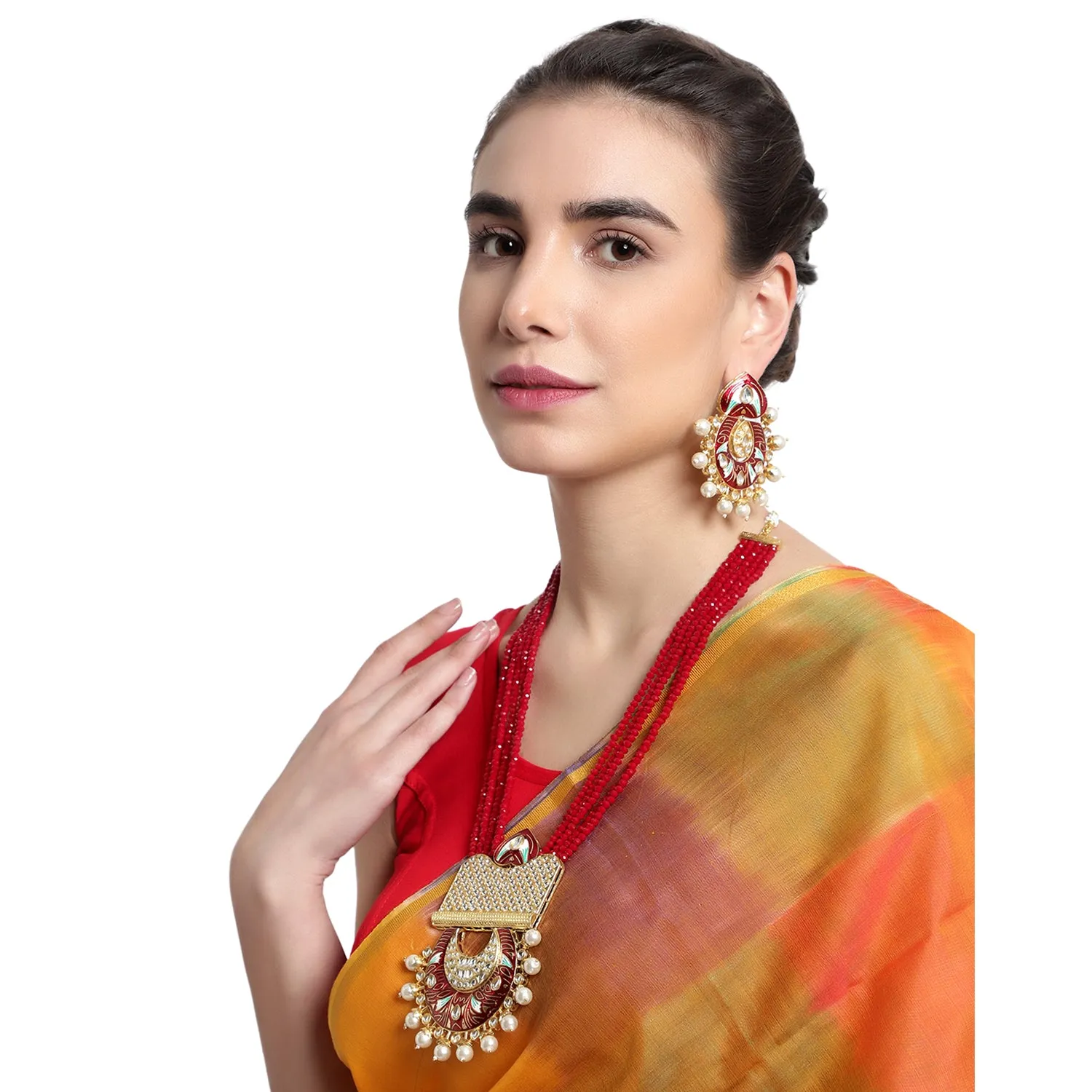 Blue Indian Kundan Long Necklace Set