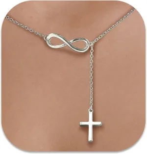 BMMYE Silver Cross Necklaces for Women 925 Sterling Silver Adjustable Cross Necklace 14k Gold Cross Necklaces for Women