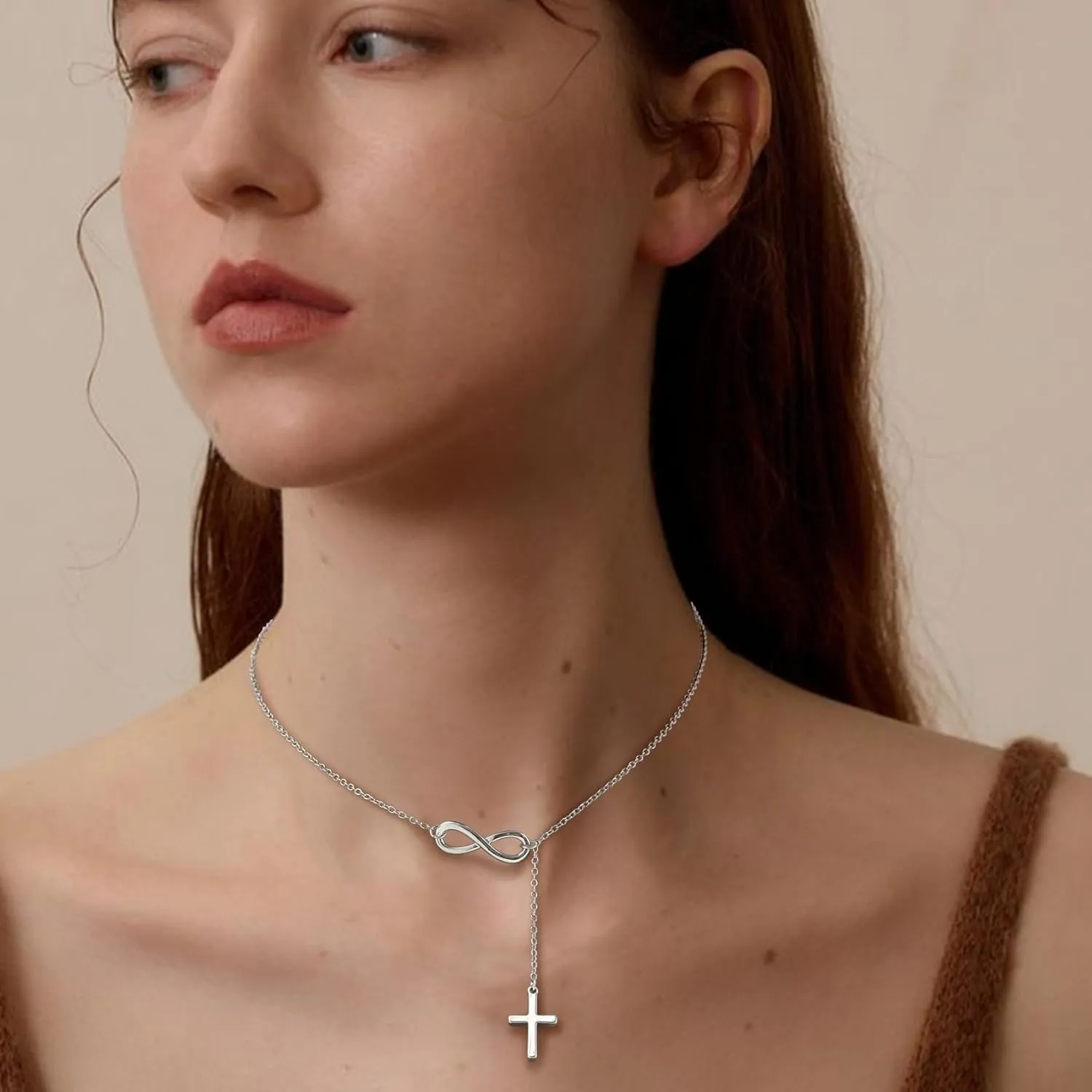 BMMYE Silver Cross Necklaces for Women 925 Sterling Silver Adjustable Cross Necklace 14k Gold Cross Necklaces for Women