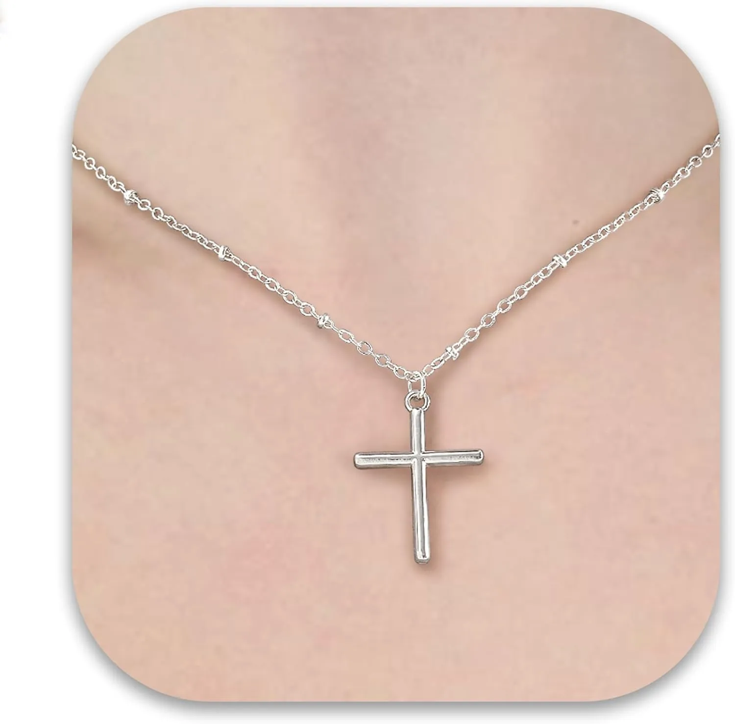 BMMYE Silver Cross Necklaces for Women 925 Sterling Silver Adjustable Cross Necklace 14k Gold Cross Necklaces for Women