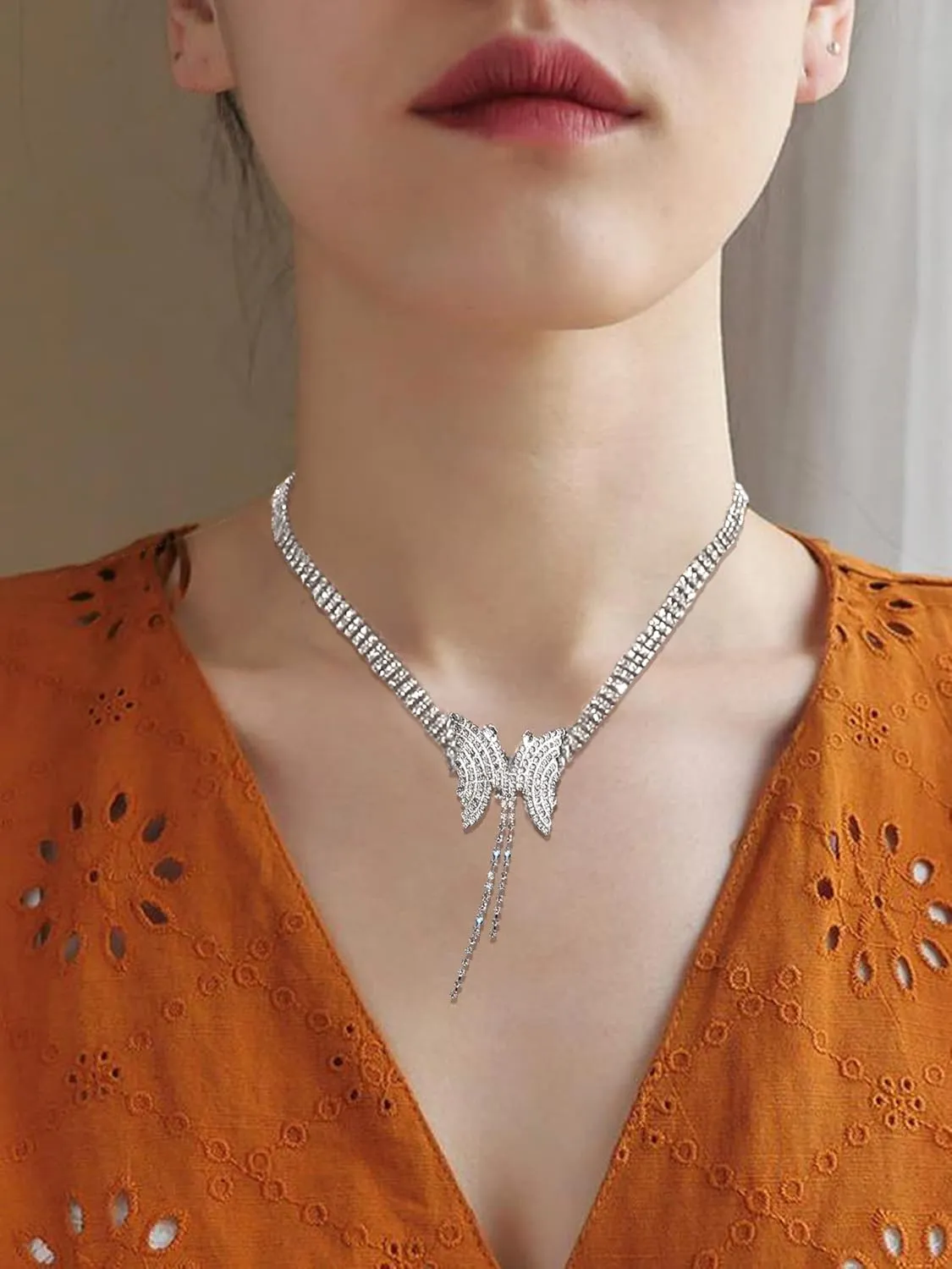 Boho Rhinestones Pearl Choker Necklace for Women Multilayer Pearl Prom Choker Necklaces