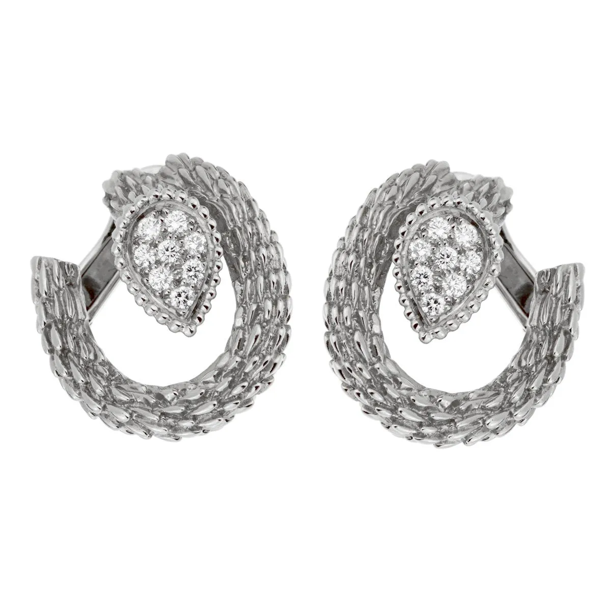 Boucheron Serpent Boheme White Gold Diamond Hoop Earrings