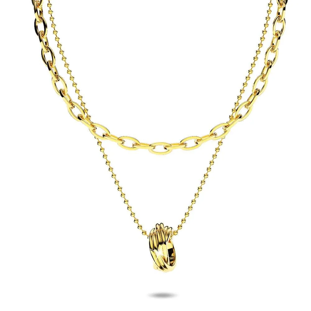 Boxed Swirl Pendant Necklace with Trishia Hoop Earrings in Gold