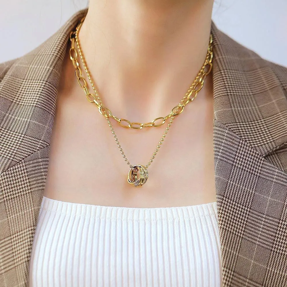 Boxed Swirl Pendant Necklace with Trishia Hoop Earrings in Gold